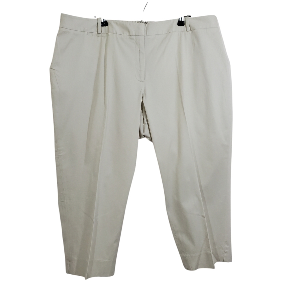 NWT Talbots Heritage Cropped Tan Beige Elastic Waist Pants Office 22W Petite